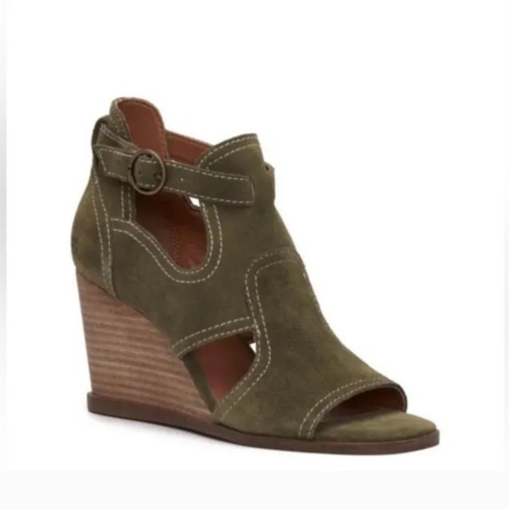 Lucky Brand Lukili Women's Sandals Wedge Ankle Strap Moss Green Size US 12M - Picture 1 of 11